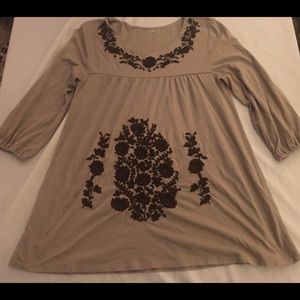 Garnet Hill 3/4 Sleeve Boho Cotton Top Blouse